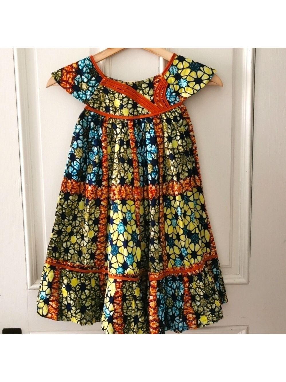 Hand made India wax cotton Bohemian girls dress. Size 3. EUC